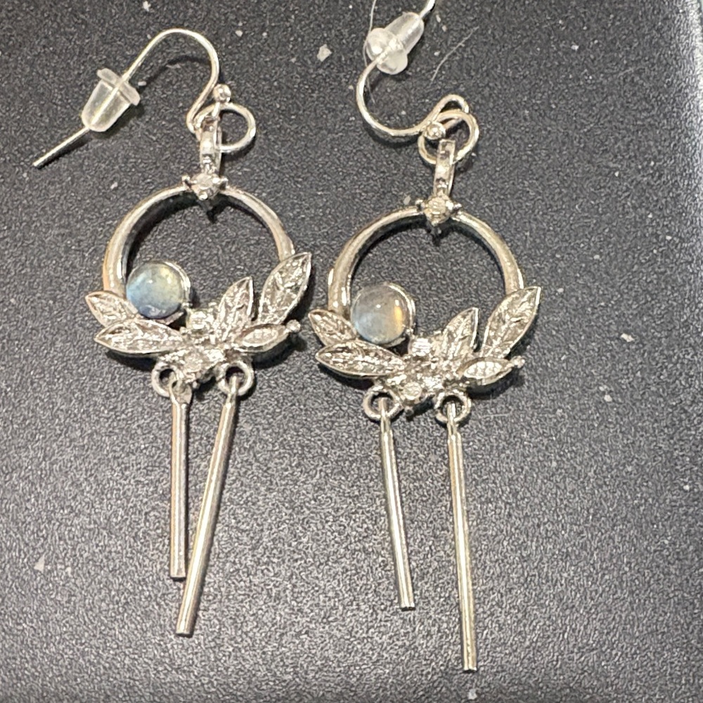 Elegant Silver Leaf Drop Earrings